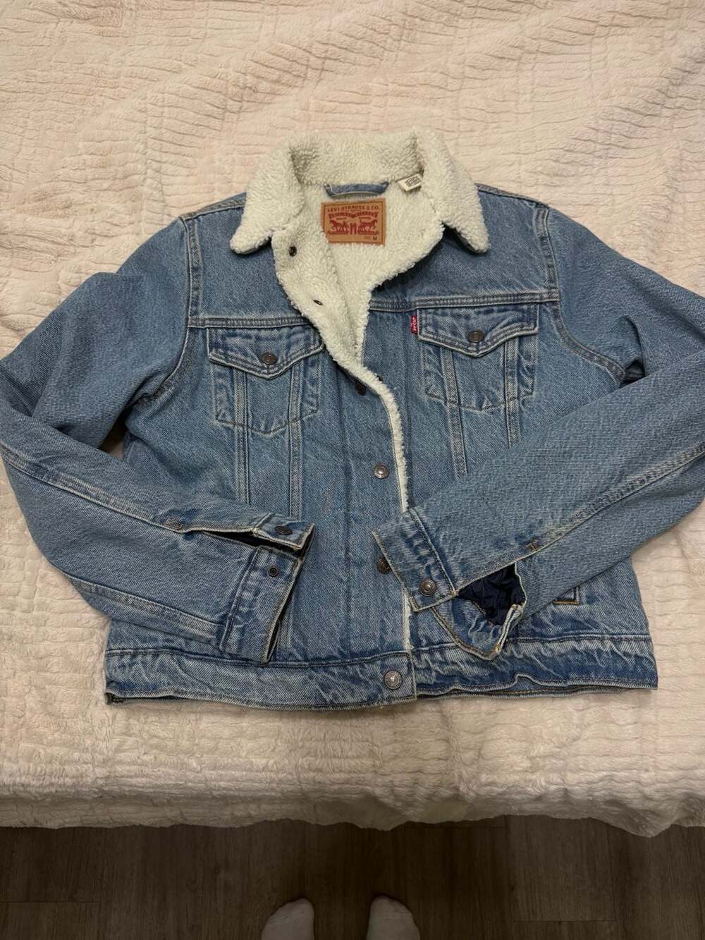 Levi's Sherpa Trucker Jacket Size M Blue Denim